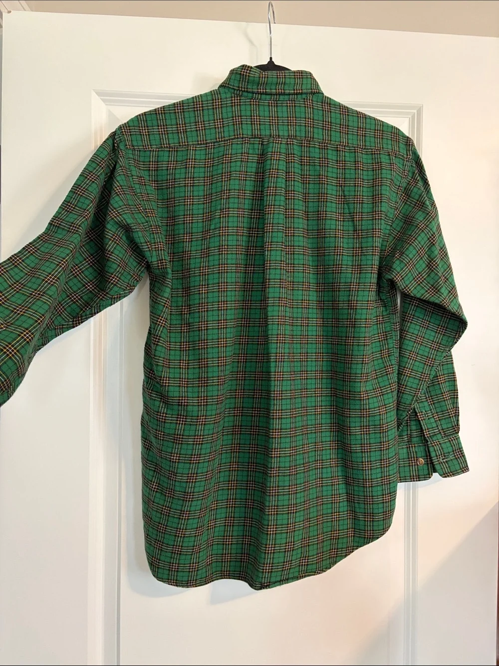 Vintage Ralph Lauren Boys Medium Green Plaid Button Down Shirt 100% Cotton